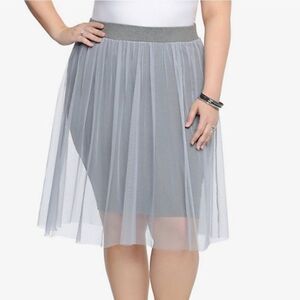 Torrid mesh tulle midi skirt tutu gray 1/1x